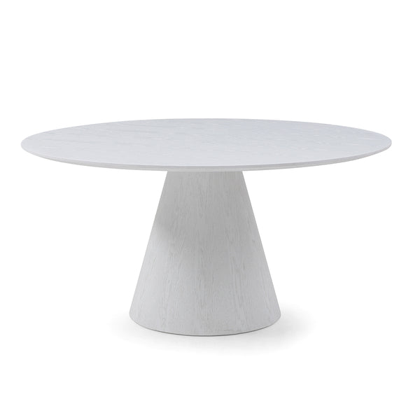 TARANO ROUND OAK WHITE DINING TABLE